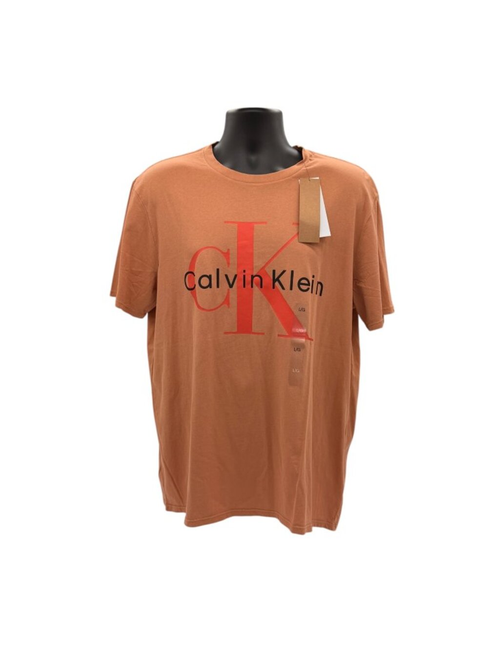 NWT Men's L Orange T-shirt w/Brand Name and CK Logo